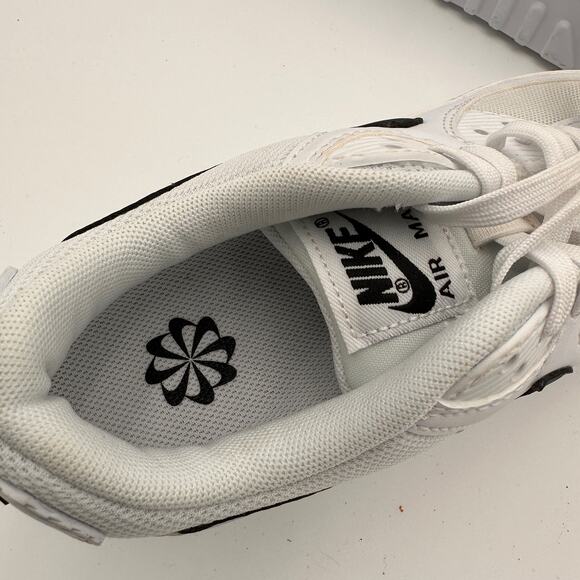 Nike Women's Air Max 90 White w/ Black Swoosh Sneakers Size 7.5 - Picture 7 of 9